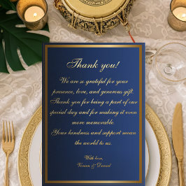 Elegante Navy Blue and Gold Wedding Dankeschön Car Folieneinladung