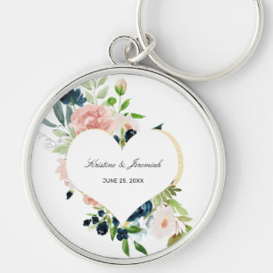 Elegante Navy Blue Blush Rose Blumenkohl Hochzeit Schlüsselanhänger