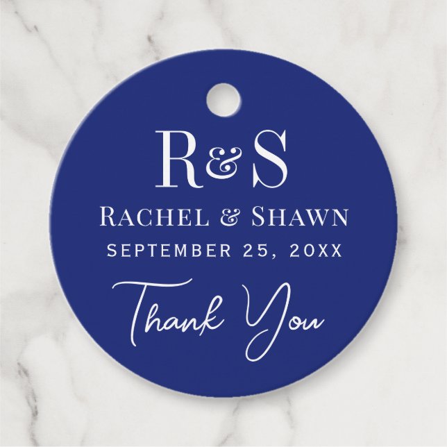 Elegante Navy Blue Chic Moderne Monogram Wedding Geschenkanhänger (Vorderseite)