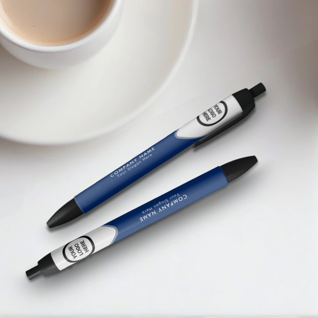 Elegante Navy Blue Custom Company Logo-Führungskra Kugelschreiber (Navy Blue Pens on Desk)