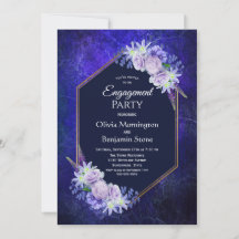 Elegante Navy Blue Floral Engagement Party