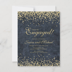 Elegante Navy Blue Gold Glitzer Hochzeit Verlobung Einladung