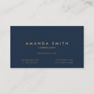 Elegante Navy Blue Gold Moderne Beruflich Visitenkarte