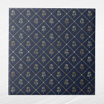 Elegante Navy Blue Gold Rose Fliese<br><div class="desc">Navy Blauer Fliesen mit goldenen Rose. Hex-Code für marineblau ist #202A44.</div>