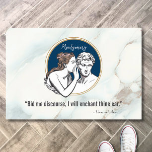 Elegante Navy Blue Marble Quote Housewarming Fußmatte