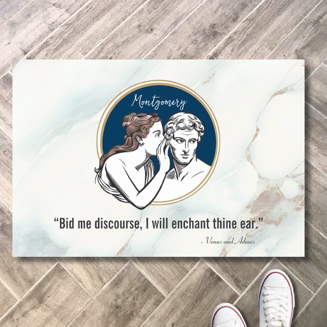 Elegante Navy Blue Marble Quote Housewarming Fußmatte (Von Creator hochgeladen)