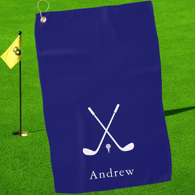 Elegante Navy Blue Moderne Mit Monogramm Golfhandtuch (Von Creator hochgeladen)