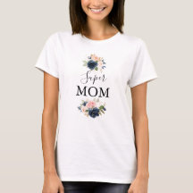 Elegante Navy Blue Pink Blush Floral Super Mama