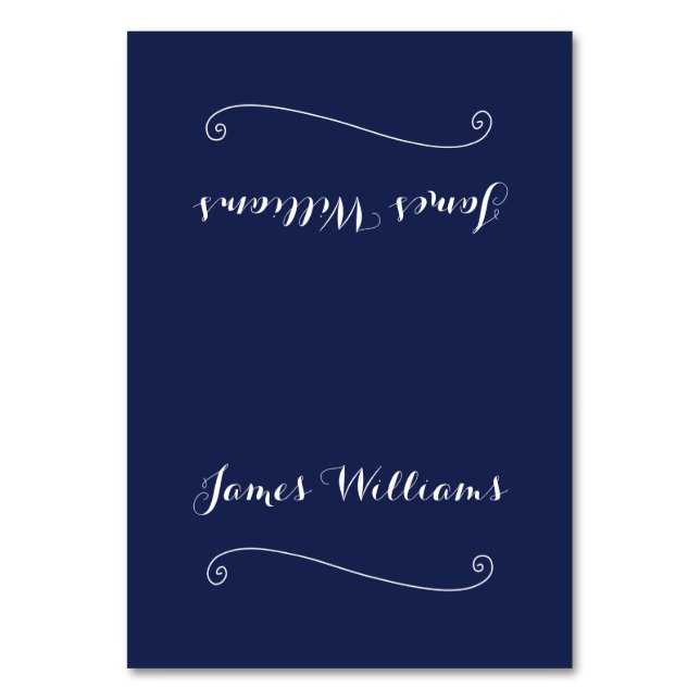 Elegante Navy Blue Place Setting Cards Tischnummer (Vorderseite)