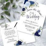 Elegante Navy & Blue Rose Hochzeit speichern das D Ankündigungspostkarte<br><div class="desc">Diese rustikale Hochzeit Save the Date Postcard besticht durch ein elegantes Aquarellblumendesign mit Skriptkalligraphie und handgemalten Rose in staubblauen und periwinkligen Tönen. Diese Karte ist modisch,  böhmisch und chic und ist eine großartige Möglichkeit,  um Ihre Freunde und Familie zu lass wissen,  Save the Date für Ihren besonderen Tag.</div>