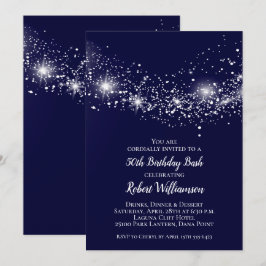 Elegante Navy Blue Sky und Stars Birthday Einladung