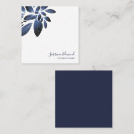 Elegante Navy Blue Succulent Foliage Signature Mitteilungskarte