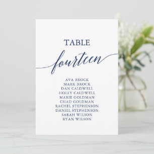 Elegante Navy Blue Tischnummer 14 Seating Chart