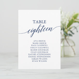 Elegante Navy Blue Tischnummer 18 Seating Chart