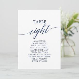 Elegante Navy Blue Tischnummer 8 Seating Chart