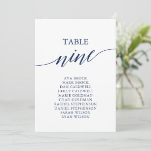 Elegante Navy Blue Tischnummer 9 Seating Chart