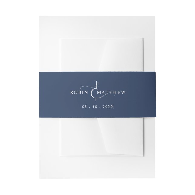 Elegante Navy Blue Wedding Einladung Bly Band (Vorderseite Beispiel)