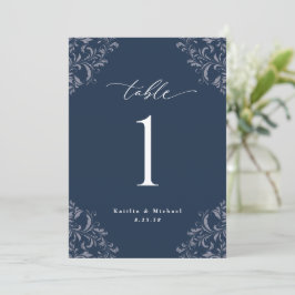 Elegante Navy Blue Wedding Tischnummern