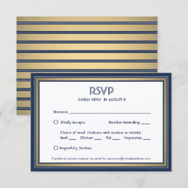 Elegante Navy Blue White & Gold mit Optionen zum E RSVP Karte