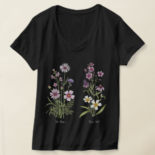 Elegante Navy Blue Wildblume Sweatshirt Watercor T-Shirt