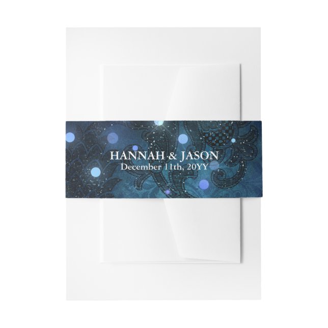 Elegante Navy Blue Winter Wedding Einladung Einladungsbanderole (Vorderseite Beispiel)