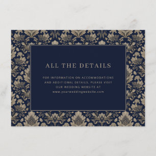 Elegante Navy Blumenmuster Begleitkarte