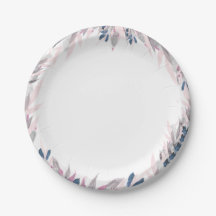 Elegante Navy Blush Aquarellpapier-Teller