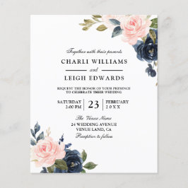 Elegante Navy Blush Hochzeit auf einer preiswerten