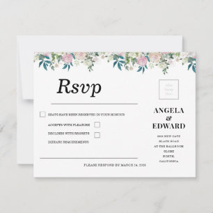 Elegante Navy-Blush-Pink-Hochzeits-Einladung RSVP Karte