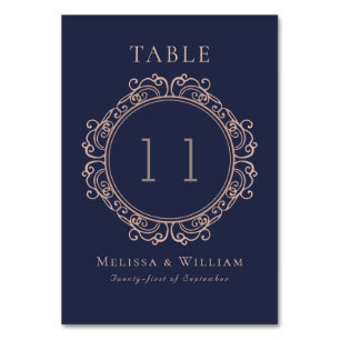 Elegante Navy Blush Wedding Tischnummer
