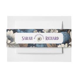 Elegante Navy Blütenblume Rustikale Hochzeit Einladungsbanderole