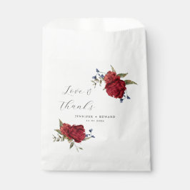 Elegante Navy Burgundy Floral Wedding Geschenktütchen