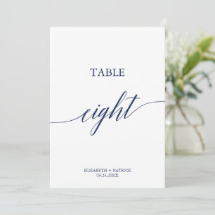 Elegante Navy Calligraphy Table Aight Tischnummer