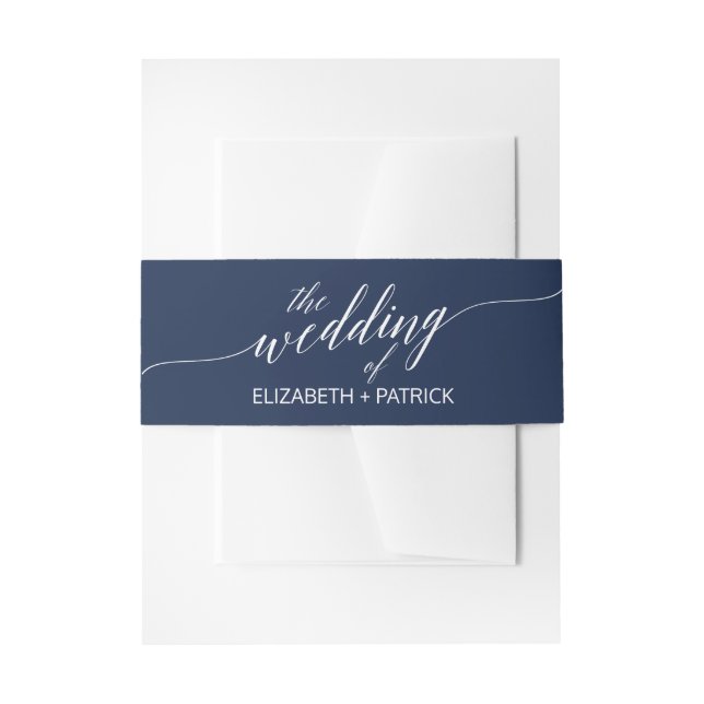 Elegante Navy Calligraphy Wedding Bly Band (Vorderseite Beispiel)