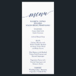Elegante Navy Calligraphy Wedding Dinner Menu Card Menükarte<br><div class="desc">Diese elegante kalligraphische Karte für Hochzeitsessen ist perfekt für eine einfache Hochzeit. Das neutrale Design besticht durch eine minimalistische Karte,  die mit romantischer und skurriler Typografie dekoriert ist. Diese Speisekarte kann für Hochzeitsfeiern,  Proben oder jede Veranstaltung verwendet werden.</div>