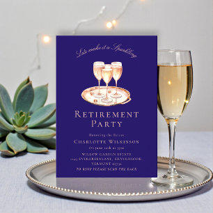 Elegante Navy-Champagner-Ruhestandsfeier-Einladung Einladung
