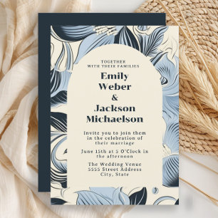 Elegante Navy Dusty Blue Arch Wedding Einladung