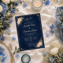 Elegante Navy-Ecken-Blumenhochzeit