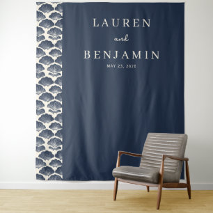 Elegante Navy-Fächer-Bewegungen Wandteppich