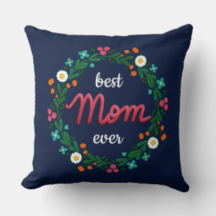 Elegante Navy farbenfrohe Blumenrappe Beste Mama j Kissen