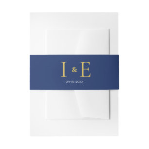 Elegante Navy-Gelb-Gold-Hochzeits-Einladungssuite Einladungsbanderole