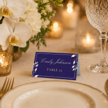Elegante Navy-Gold-Botanical-Hochzeit