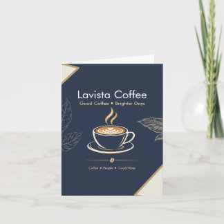 Elegante Navy-Gold-Café-Dankeschön-Postkarte Einladung