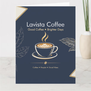 Elegante Navy-Gold-Café-Dankeskarten-Postkarte Karte
