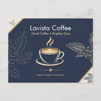 Elegante Navy-Gold-Café-Dankeskarten-Postkarte Postkarte