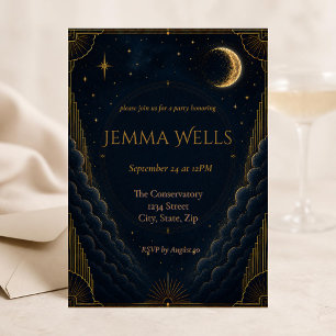 Elegante Navy-Gold-Himmels-Geburtstagseinladung Einladung