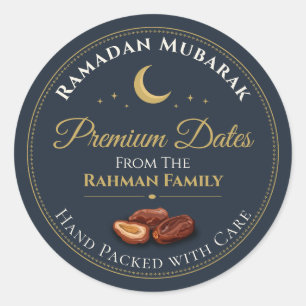 Elegante Navy Gold Himmels Ramadan Premium Datteln Runder Aufkleber