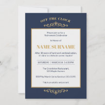 Elegante Navy-Gold-Ruhestands-Einladung