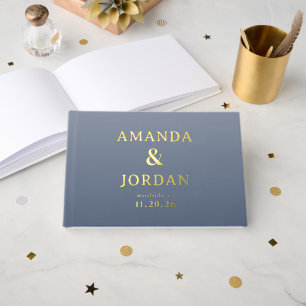 Elegante Navy Gold Sterne Gästebuch