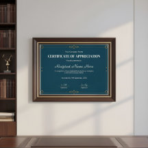 Elegante Navy Gold Urkunde der Anerkennung Desi